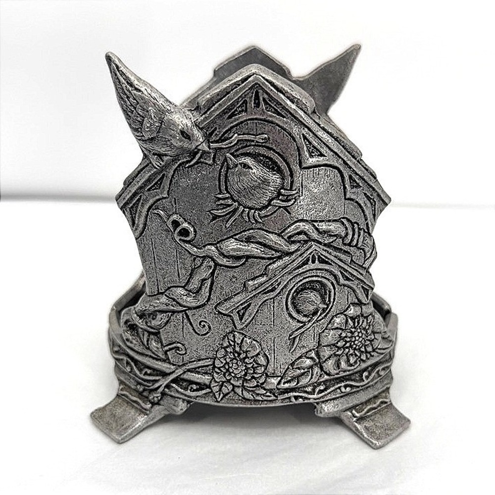 Carson Pewter Birdhouse Footed Votive Jar Candle Holder Whimsygoth Nature
